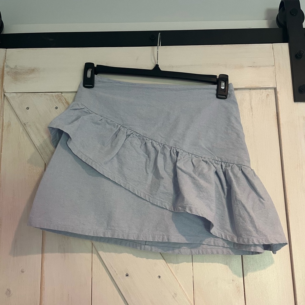 Lush Blue Ruffle Cotton Mini Skirt